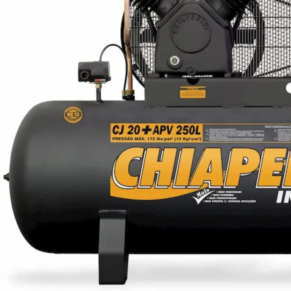 Compressor de Ar 5 hp 250 lts 20+APV  C/M Trifásico - Chiaperini