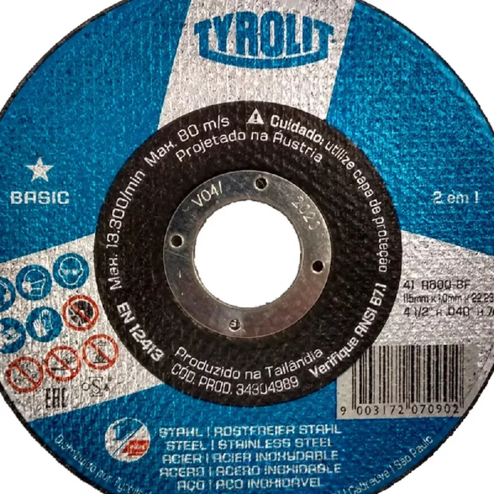 Disco de Corte 4.1/2 x 3/64 x 7/8" Basic - Tyrolit