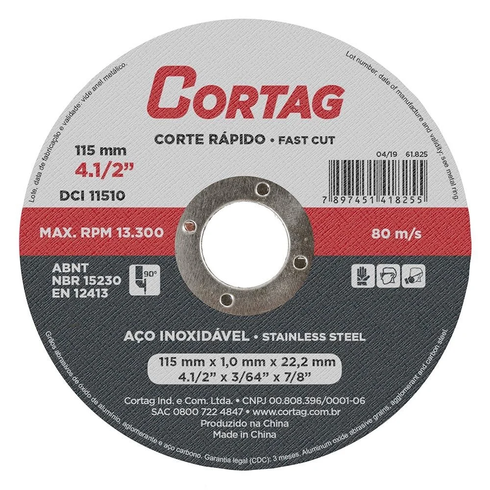 Disco de Corte 4.1/2 x 3/64 x 7/8" Inox - Cortag