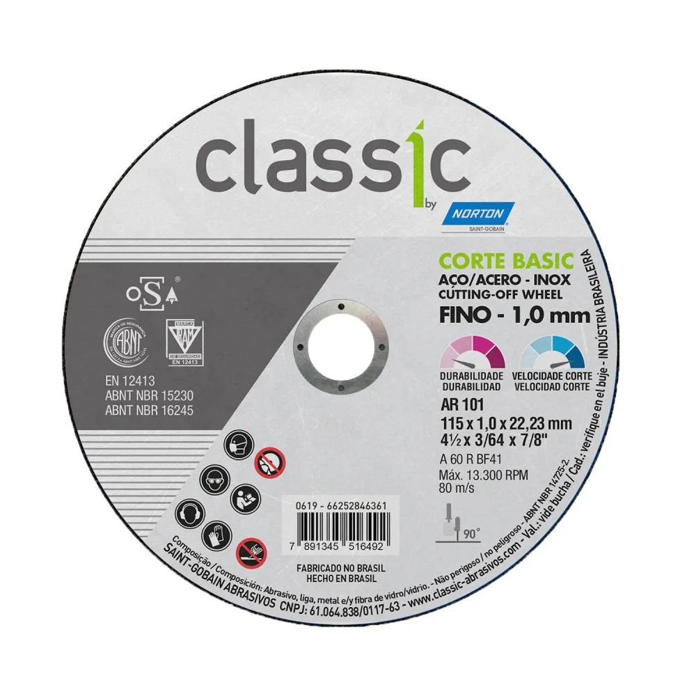 Disco de Corte 7" x 1/16" x 7/8" Classic Basic - Norton