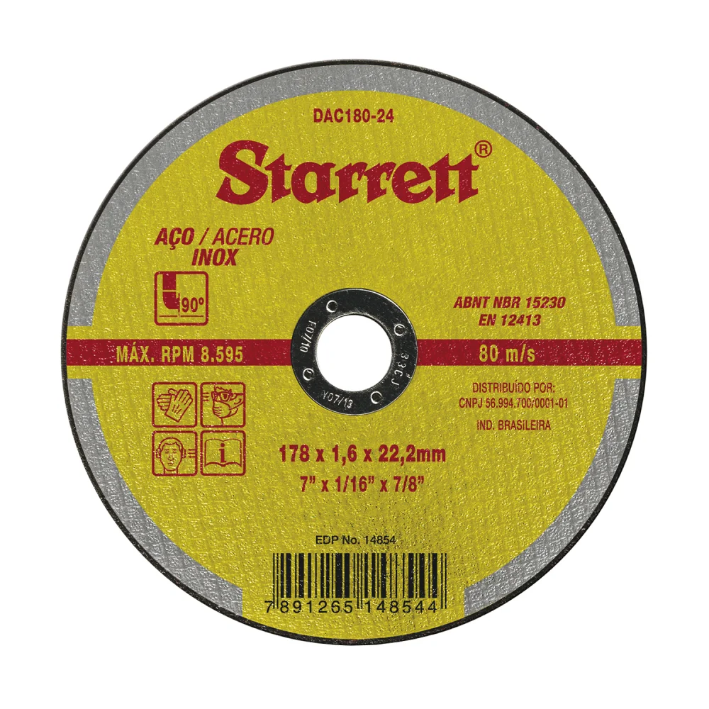 Disco de Corte 7" x 1/16" x 7/8" Reforçado com 2 Telas - Starrett