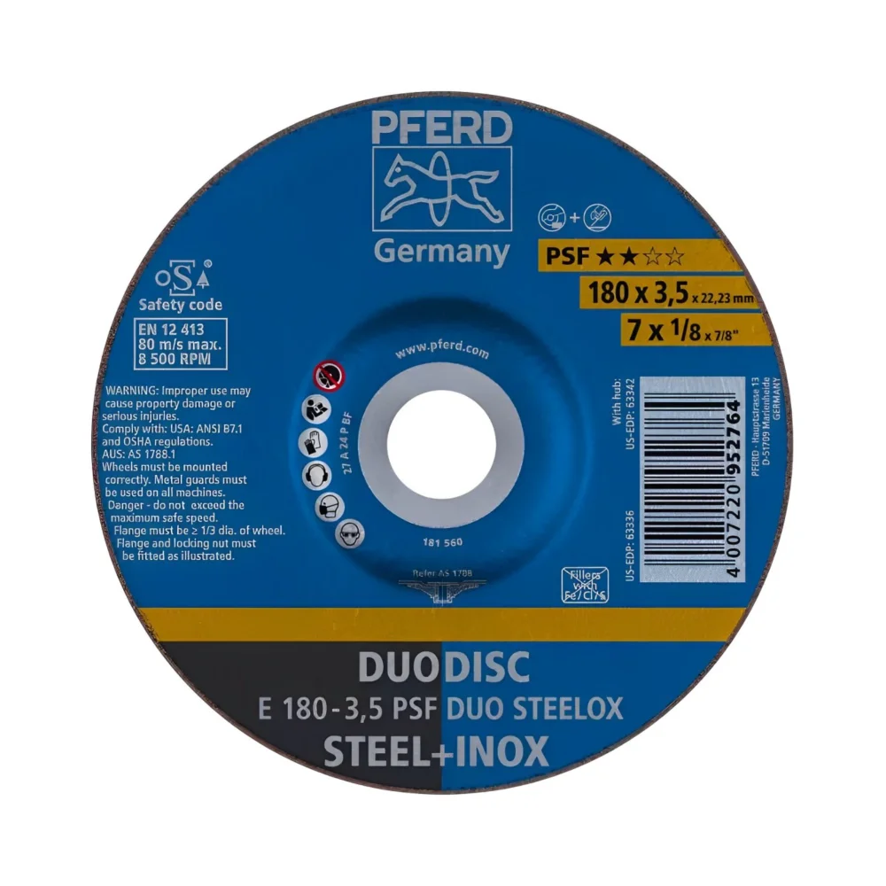 Disco de Corte 7" x 9/64" x 7/8" PSF 180-3,5 Steelox - Pferd