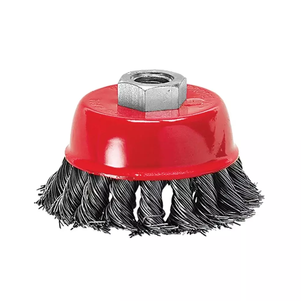 Escova Copo Trançado Aço Carbono 3" com Rosca M14 - MTX