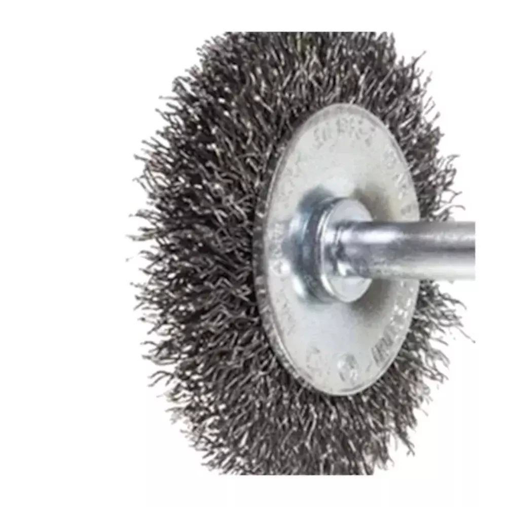 Escova Ondulada Aço de Carbono 3 x 3/8" com Haste 1/4" - Inebras