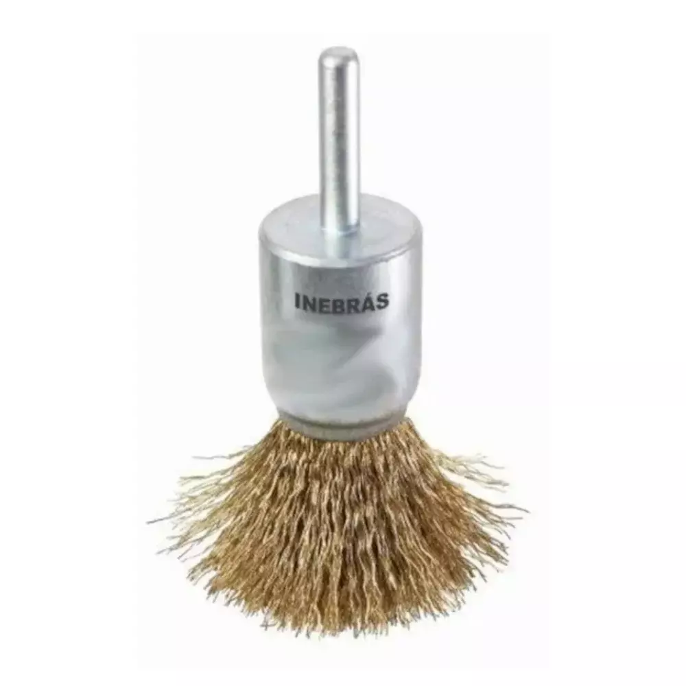 Escova Pincel Ondulada de Aço de Carbono 25mm com haste 1/4" - Inebras