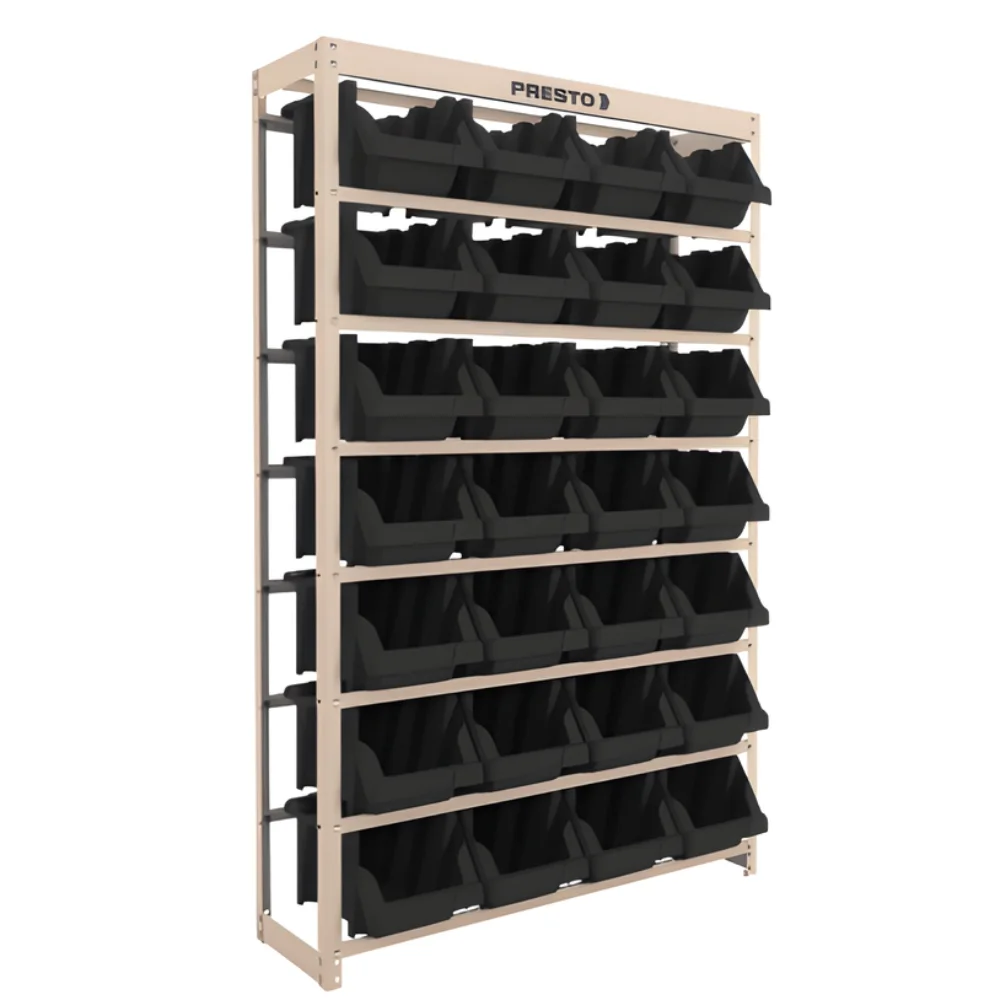 Estante com 28 Caixas NR7 Preta - Presto