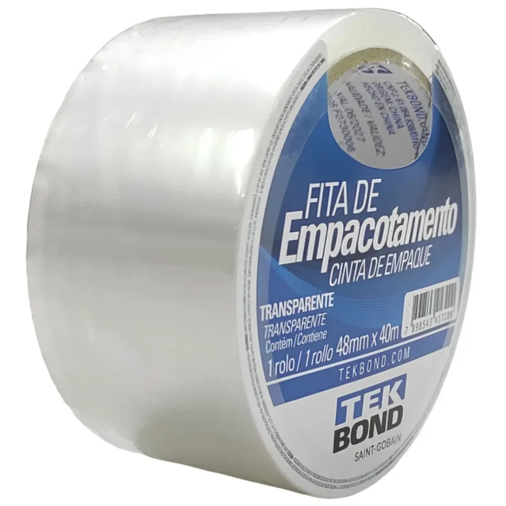 Fita de Empacotamento 48mm x 40mt Incolor 4 Peças - Tek Bond