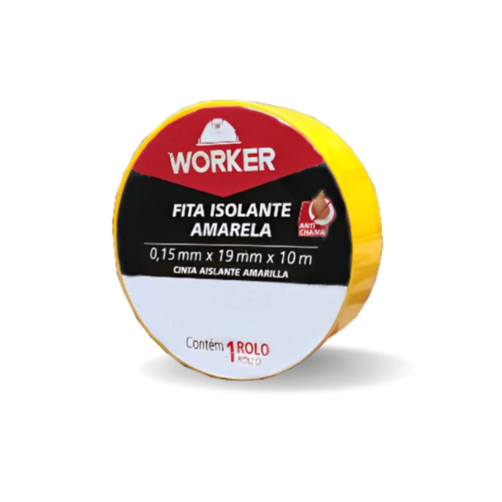 Fita Isolante Amarela 19 mm x 10 metros - Worker