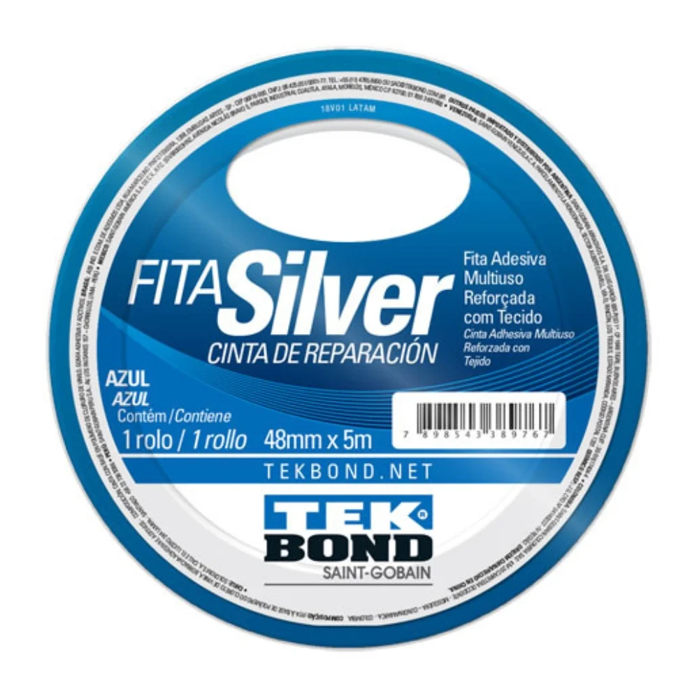 Fita Silver Tape 48 mm x 5 metros Azul - Tek Bond