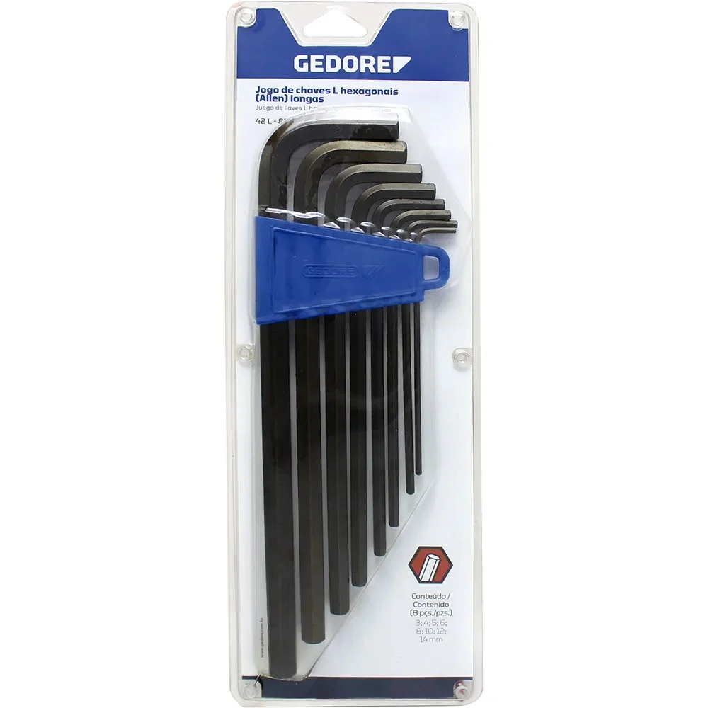 Jogo de Chave Allen 1/16 - 9/16" com 14 Peças Longa - Gedore