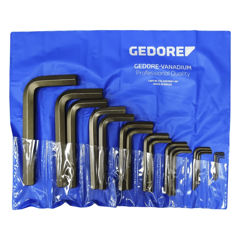 Jogo de Chave Allen 1,5 - 24mm com 19 Peças Curta - Gedore