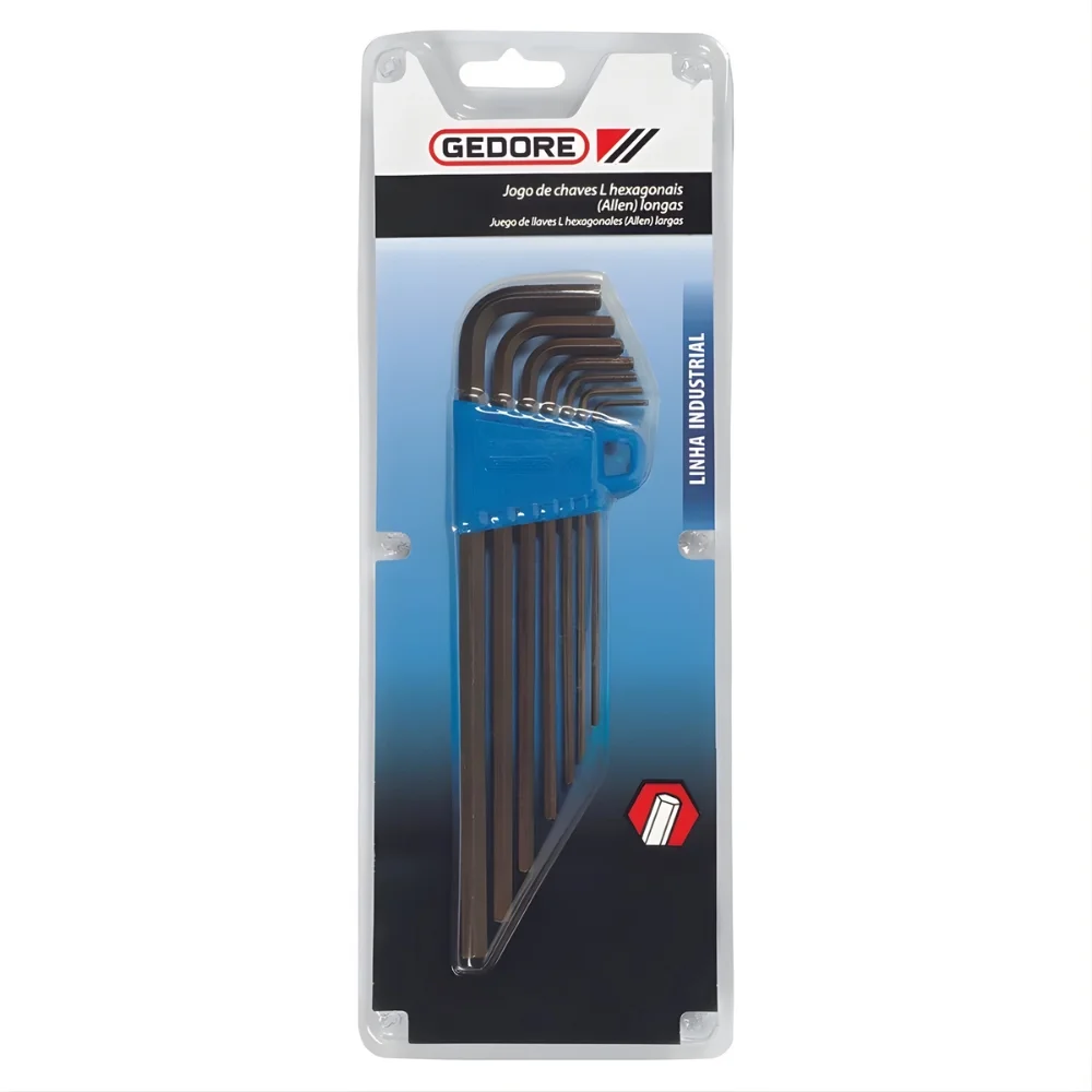 Jogo de Chave Allen 1/8 a 9/16" com 10 Peças Longa - Gedore