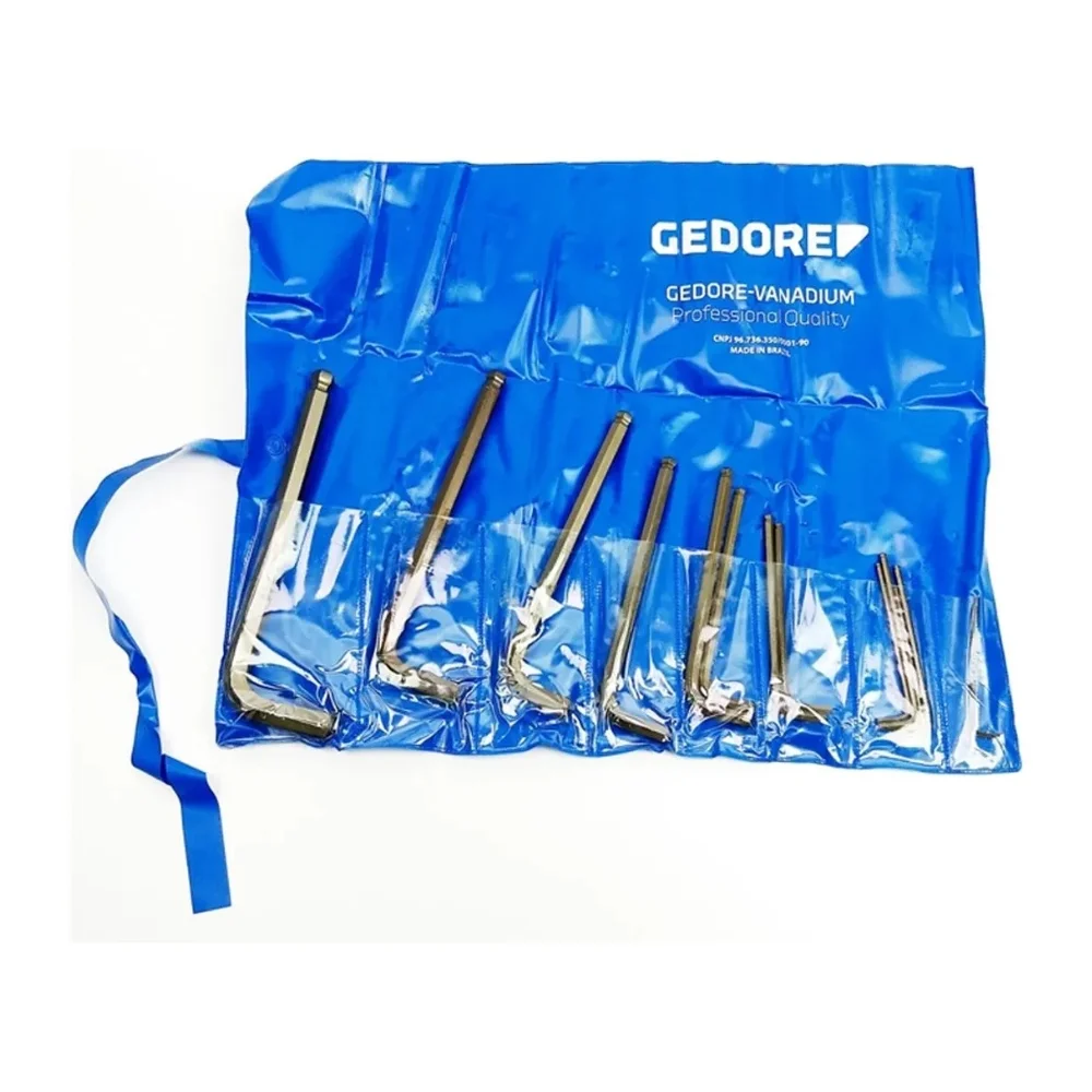 Jogo de Chave Allen Abaulada 1/16 á 9/16" 14 Peças Longa - Gedore
