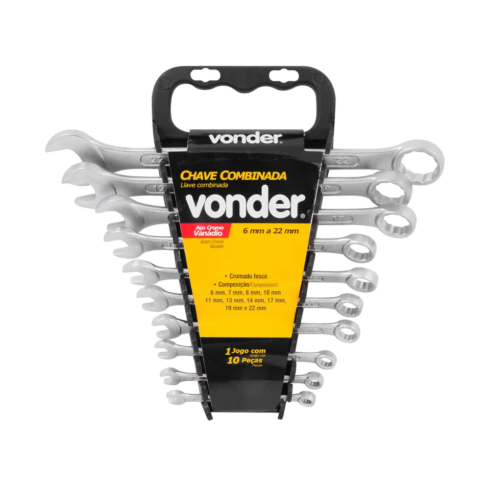 Jogo de Chave Combinada 6 a 22 mm com 10 Peças - Vonder