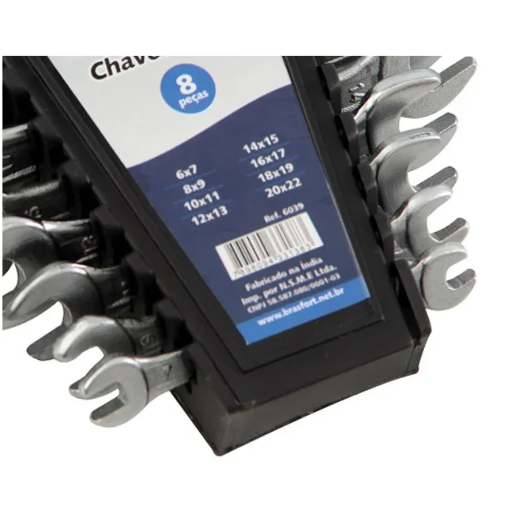 Jogo de Chave Fixa 6 a 22mm com 8 Peças - Brasfort