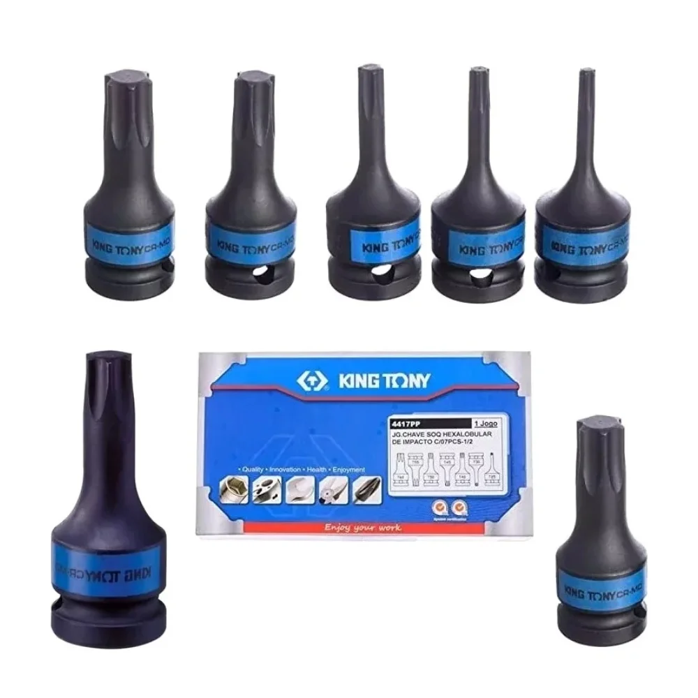 Jogo de Chave Soquete Torx Macho T25-T60 Enc 1/2" 7PC Curta - Kingtony