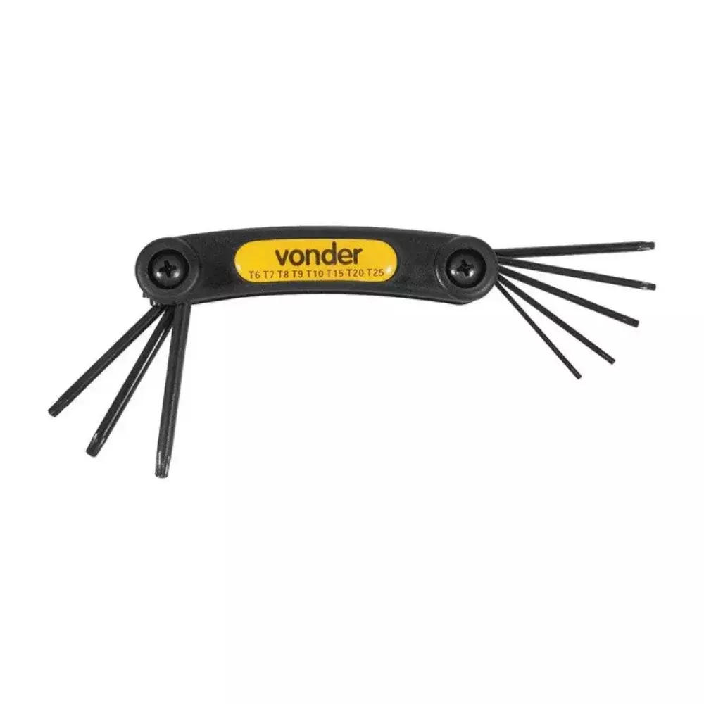 Jogo de Chave Torx Canivete T6 a T25 com 8 Peças - Vonder