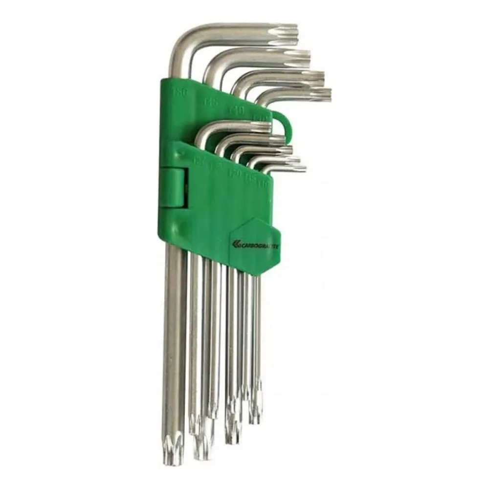 Jogo de Chaves Torx L T10 - T50 com 9 Peças Longa - Carbografite