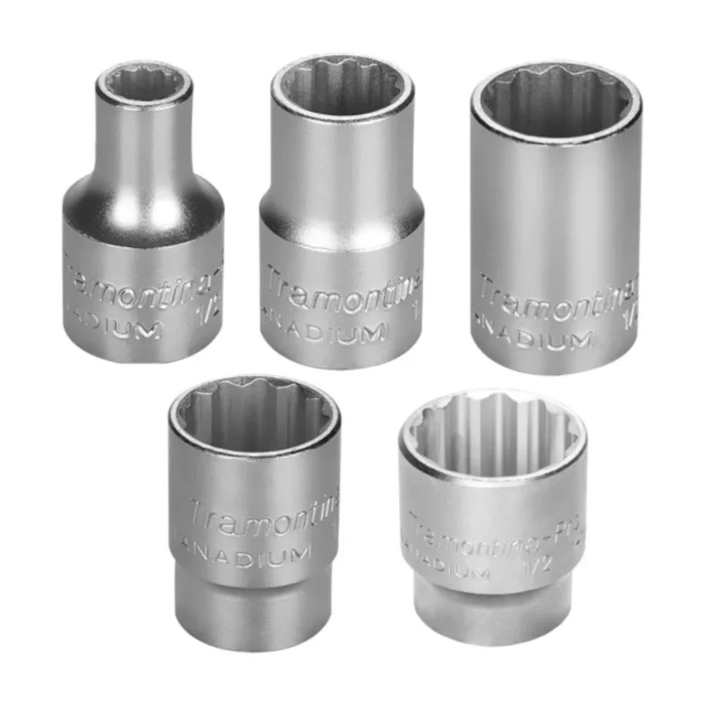 Jogo de Soquete 3/8 á 1.1/4" Estriado Encaixe 1/2" 22 Peças - Tramontina