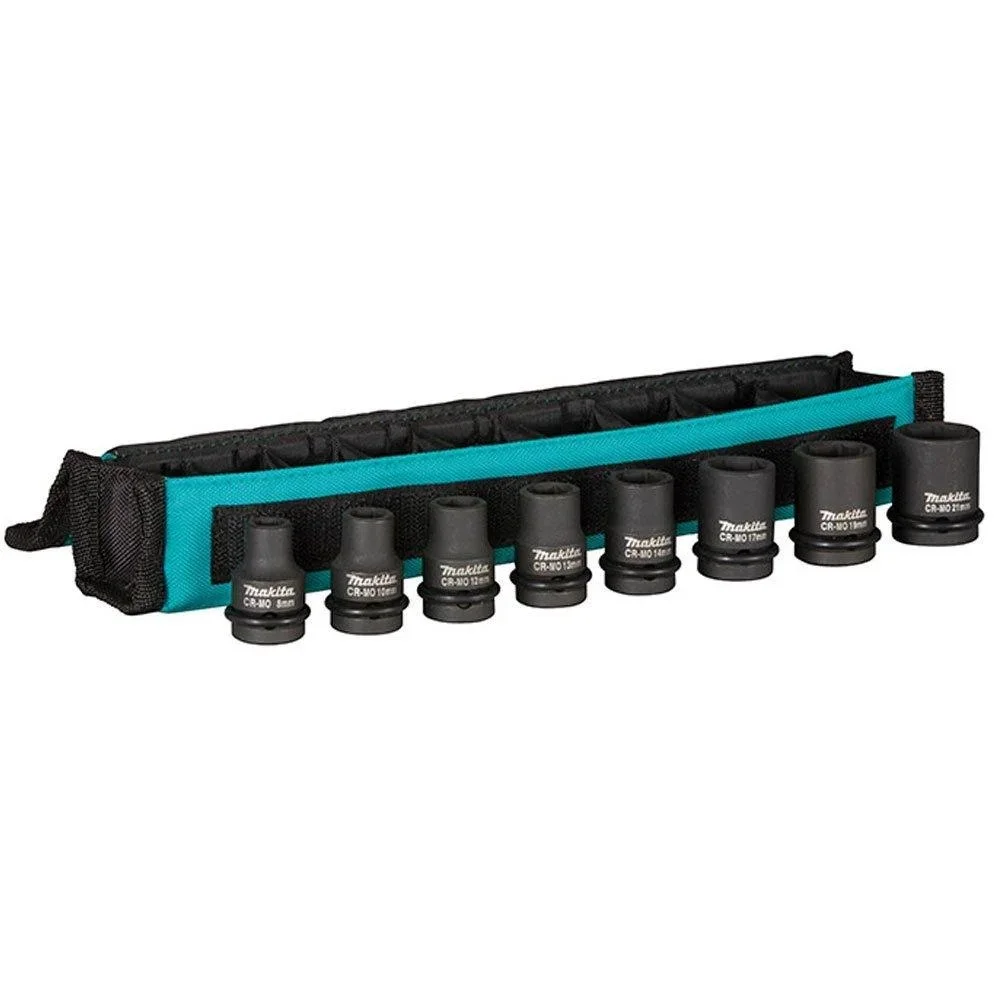 Jogo Soquete de imp 8 a 21mm enc 1/2" encaice 8 peças Makita