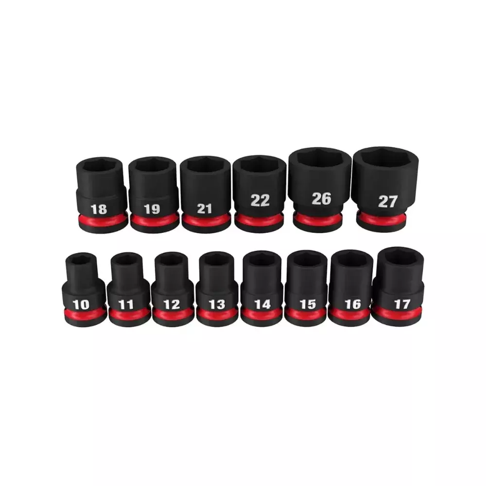 Jogo Soquete de Impacto com Encaixe 1/2" Sextavado Curto 14PC - Milwaukee