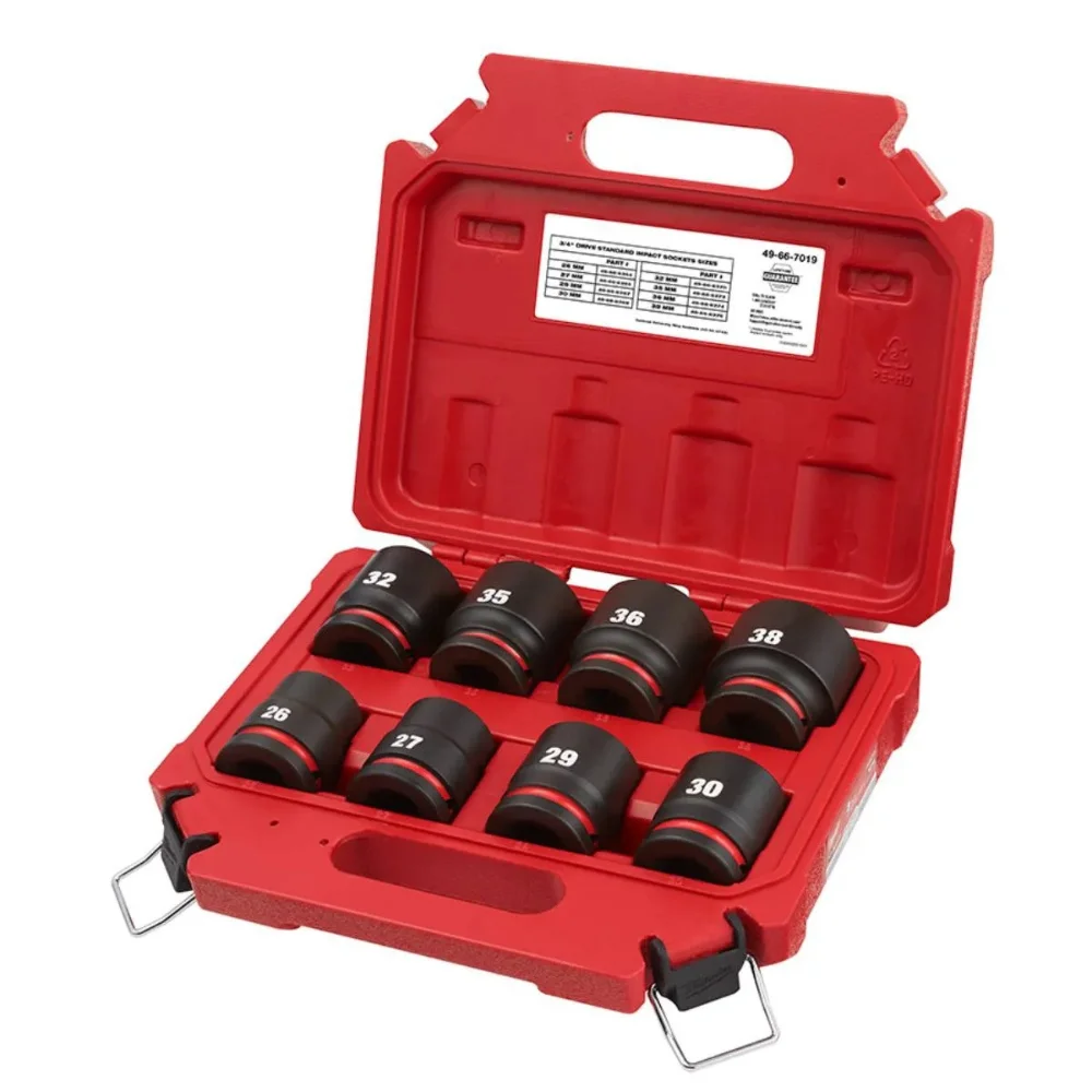 Jogo Soquete Impacto Sext 26-38 mm Enc 3/4"  8Pçs Milwaukee