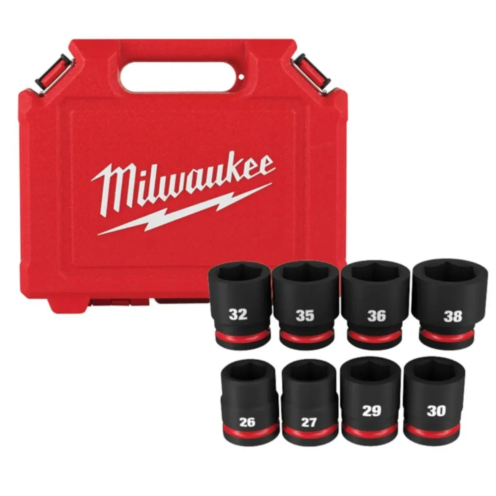 Jogo Soquete Impacto Sext 26-38 mm Enc 3/4"  8Pçs Milwaukee