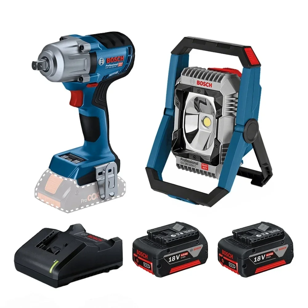 Lanterna GLI18V e Chave de Impacto GDS18V 2Bat 4Ah - Bosch