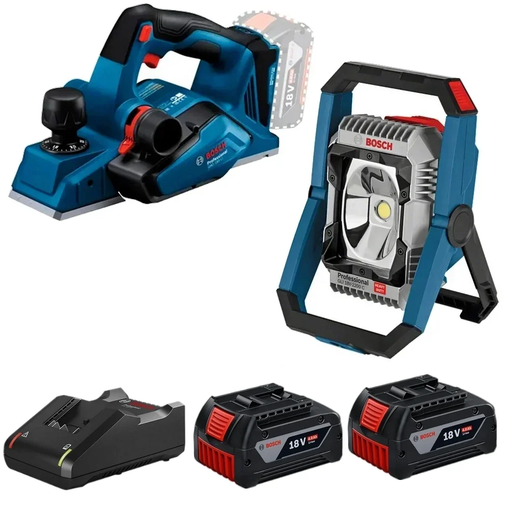 Lanterna GLI18V e Plaina HGO185 2Bat 18V 4Ah - Bosch