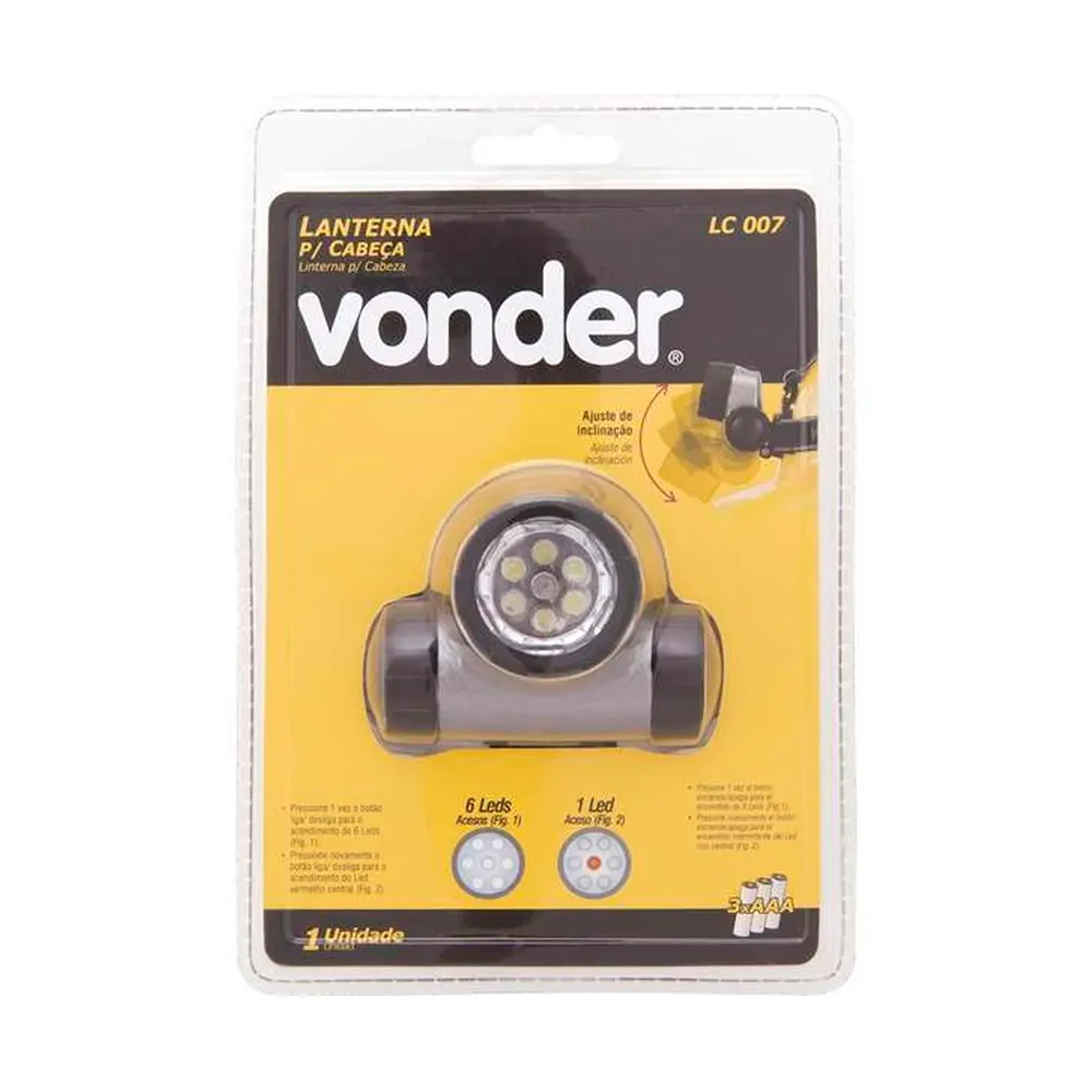 Lanterna para Cabeça a Pilha com 7 Leds LC007 - Vonder