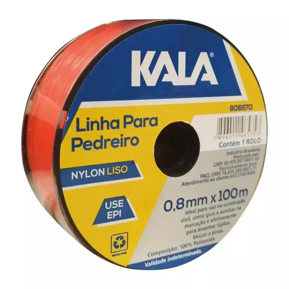 Linha para Pedreiro Lisa 100 Metros Laranja - Kala