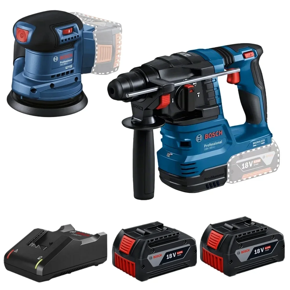 Lixadeira GEX185 e Martelete GBH185 2Bat 18V 4Ah - Bosch
