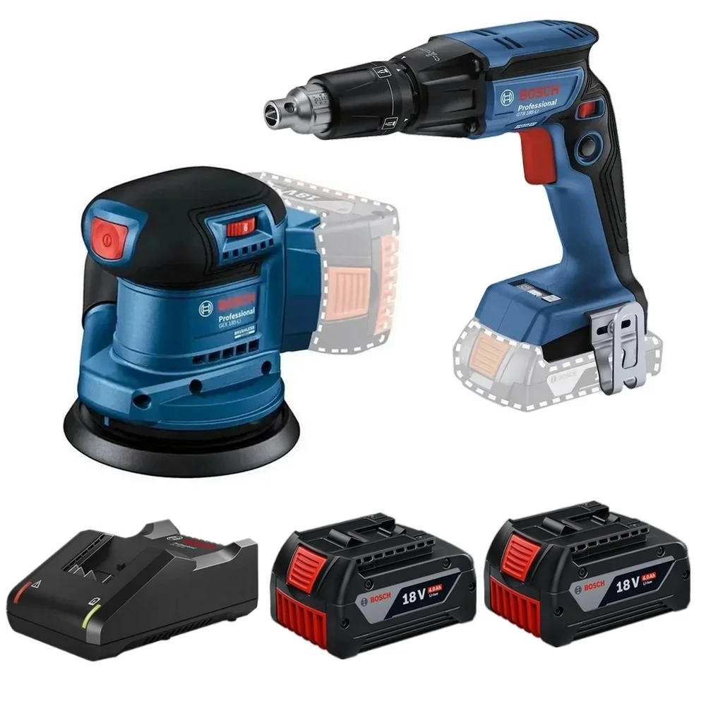 Lixadeira GEX185 e Parafusadeira GTB185 2Bat 4Ah - Bosch