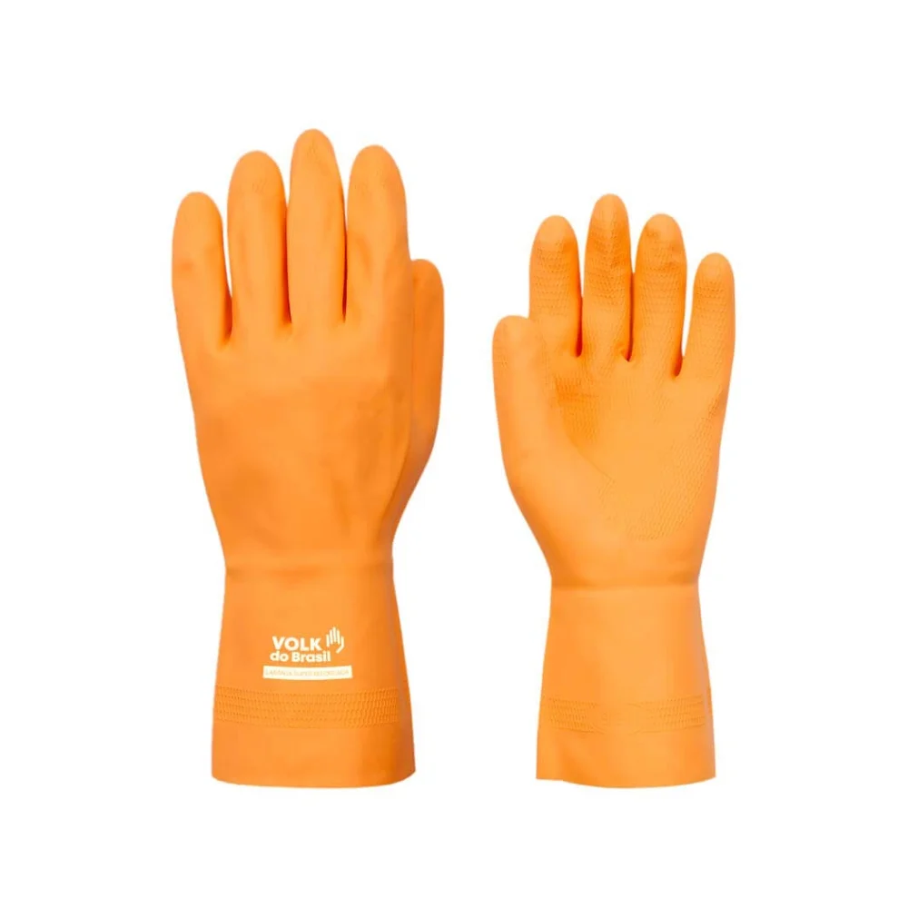 Luva de Látex Multiuso Laranja Tamanho G - Volk