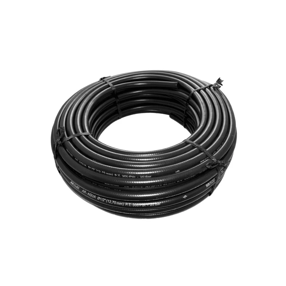 Mangueira Preta Ar e Água 1/2" 300PSI 50 Metros - Brax