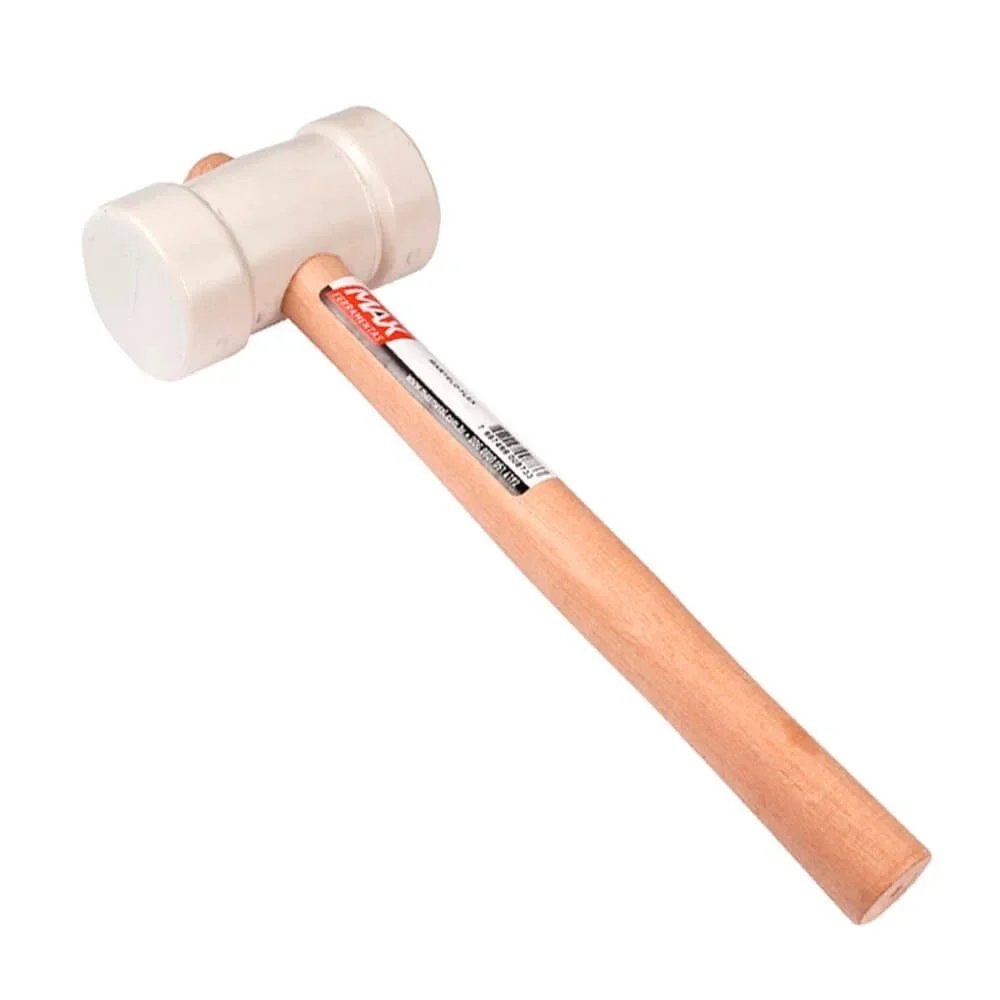 Martelo de Borracha Branco com Cabo de Madeira 40mm - Max