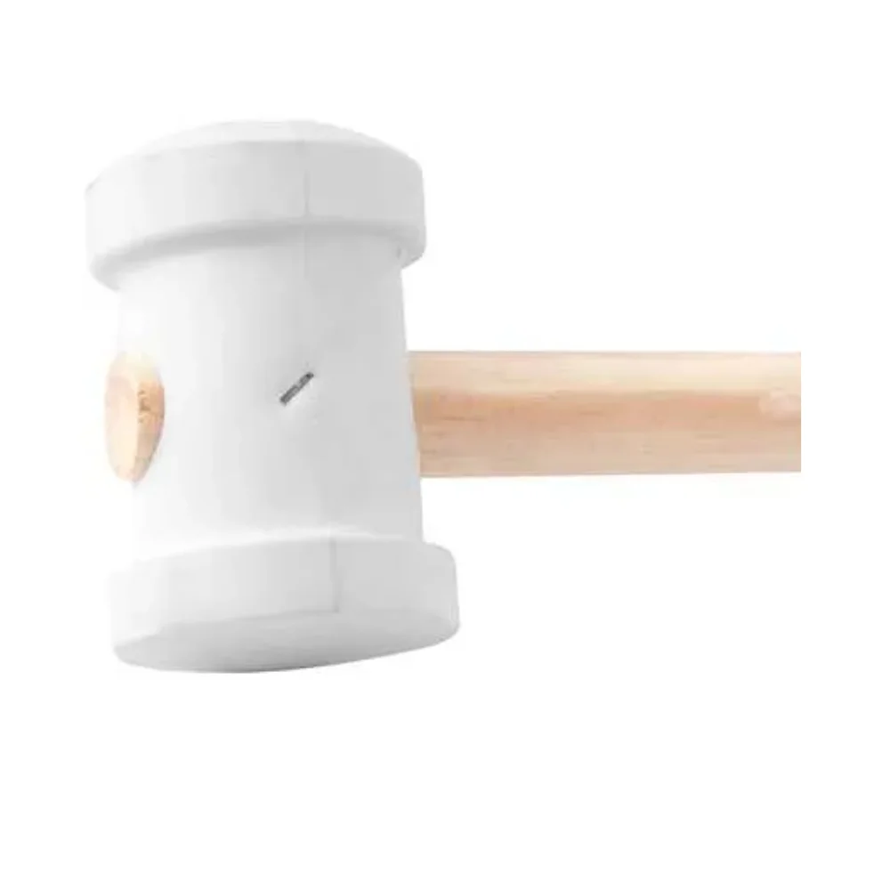Martelo de Borracha Branco com Cabo de Madeira 60mm - Nove54