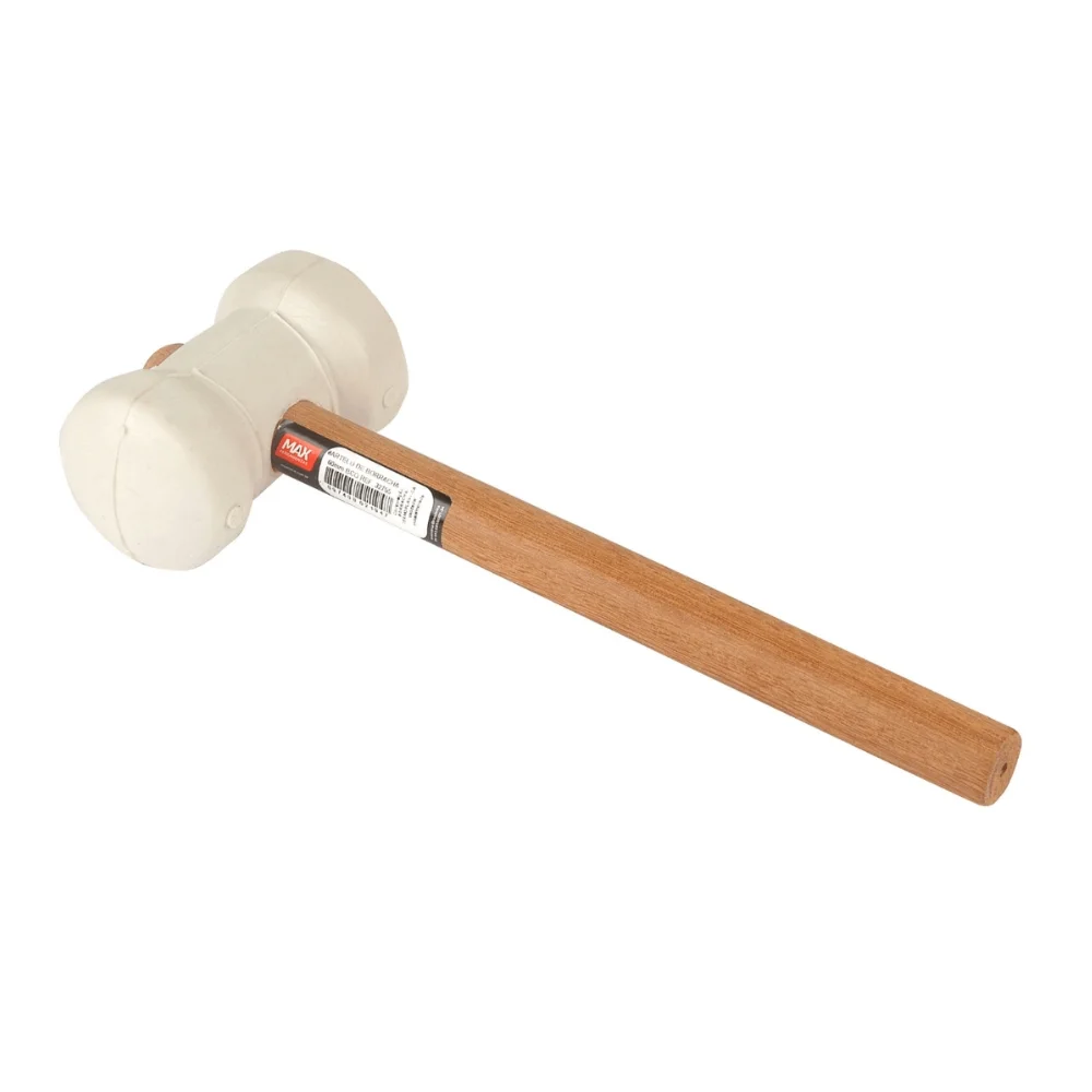 Martelo de Borracha Branco com Cabo de Madeira 80mm - Max