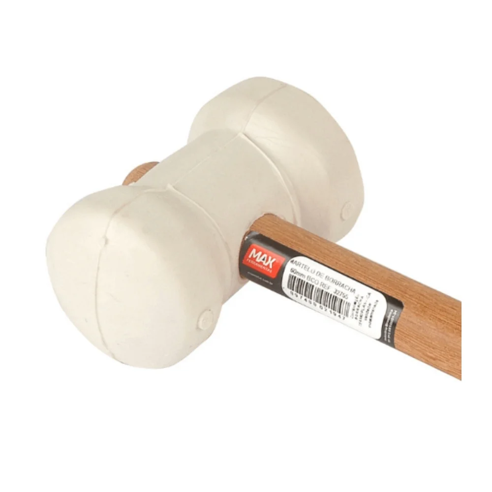 Martelo de Borracha Branco com Cabo de Madeira 80mm - Max