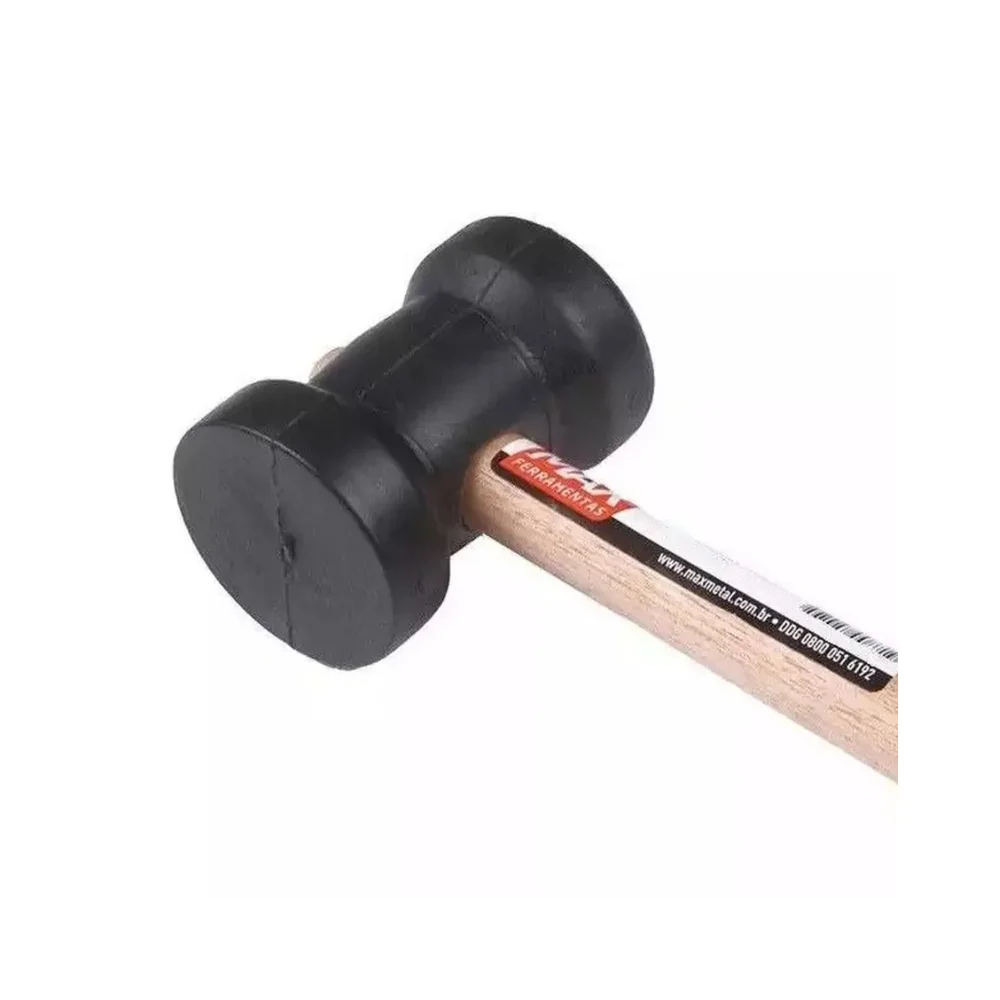 Martelo de Borracha Preto com Cabo de Madeira 60mm - Max