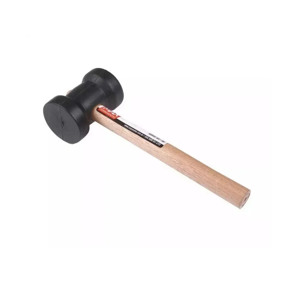 Martelo de Borracha Preto com Cabo de Madeira 80mm - Max