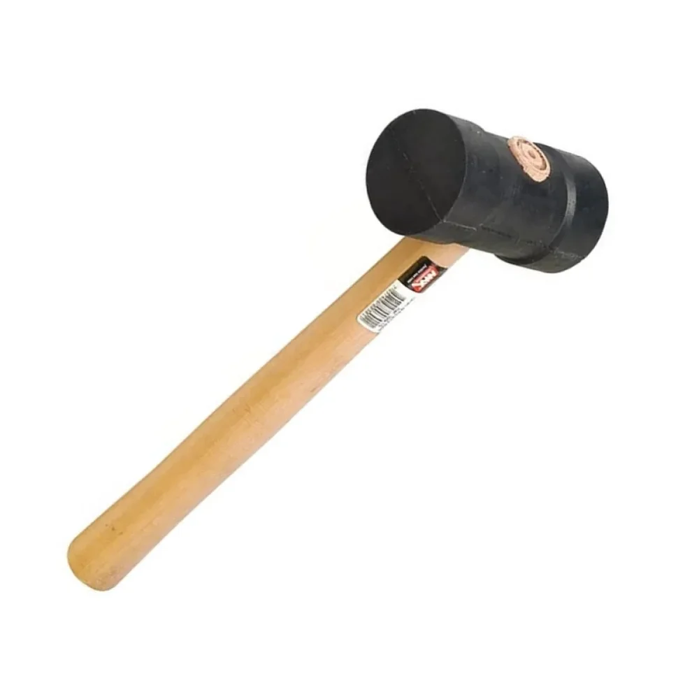 Martelo de Borracha Preto com Cabo de Madeira 80mm - Max