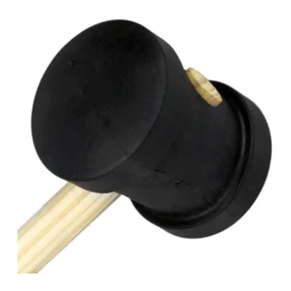 Martelo de Borracha Preto com Cabo de Madeira 80mm - Nove54