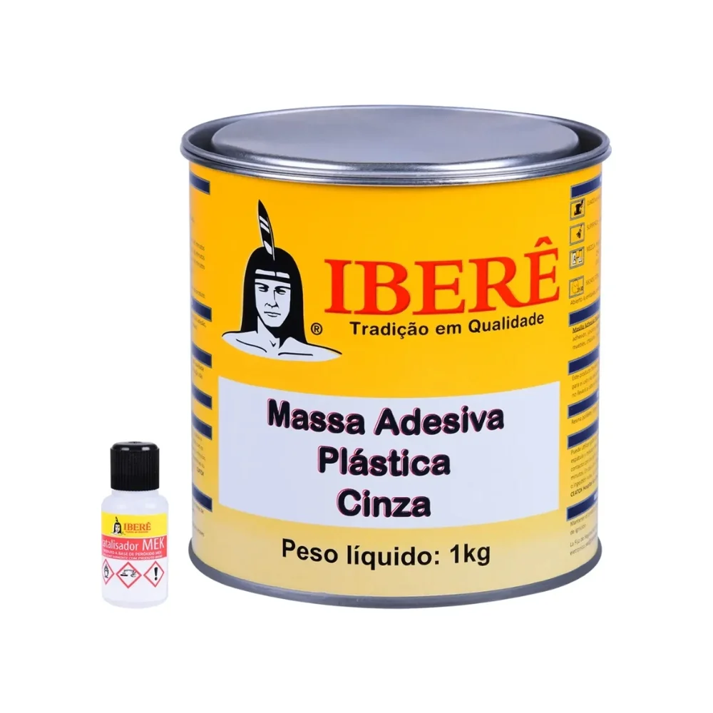 Massa Adesiva Plástica Cinza com 1kg - Ibere