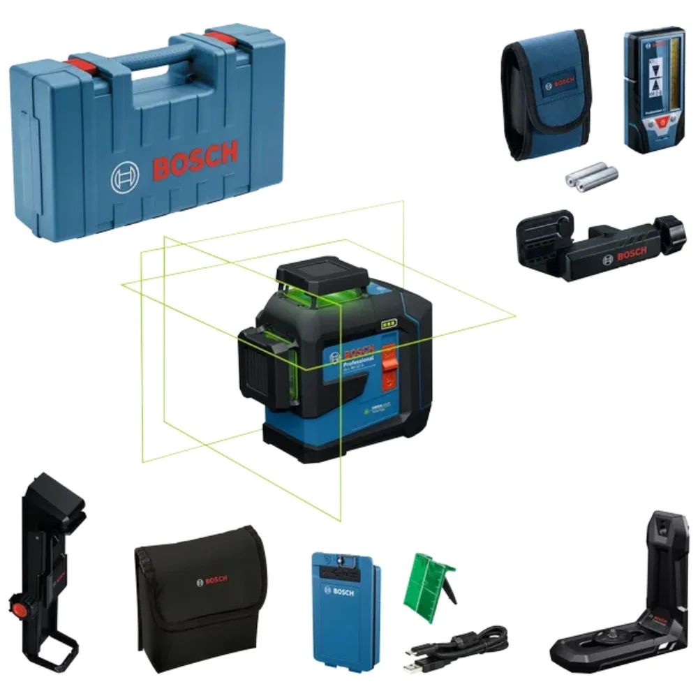 Nível a Laser com 3 Linhas 360 GLL 80-33G-LI Verde - Bosch