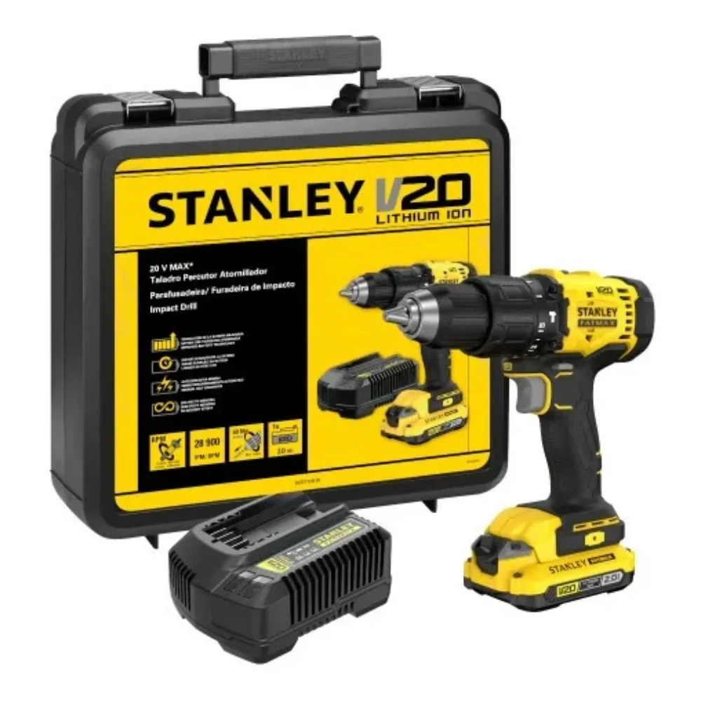Parafusadeira à Bateria 20V Brushless 2Bat SCD712D2K-BR C/Impact - Stanley