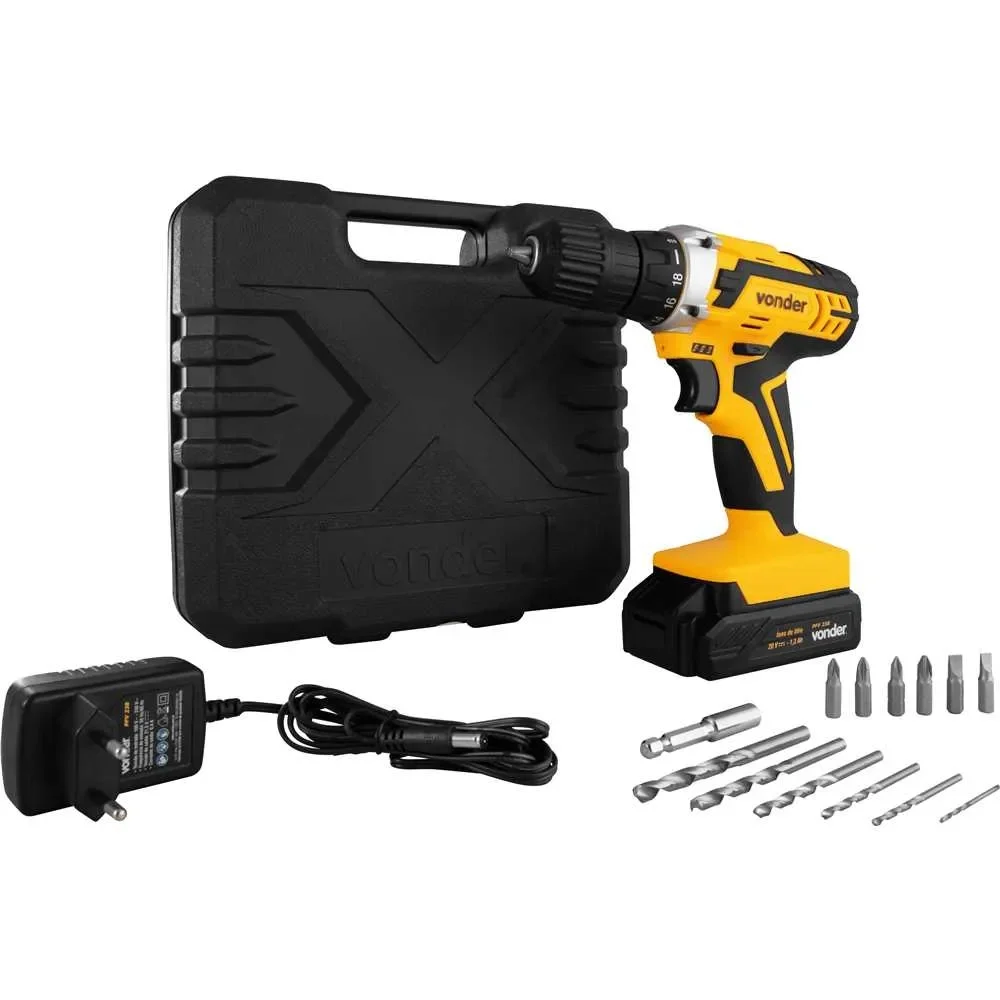 Parafusadeira á bateria 20v PFV 238 com Acessórios - Vonder