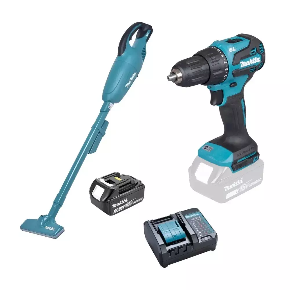 Parafusadeira DHP490Z e Aspirador de Pó DCL180Z 2Bat - Makita