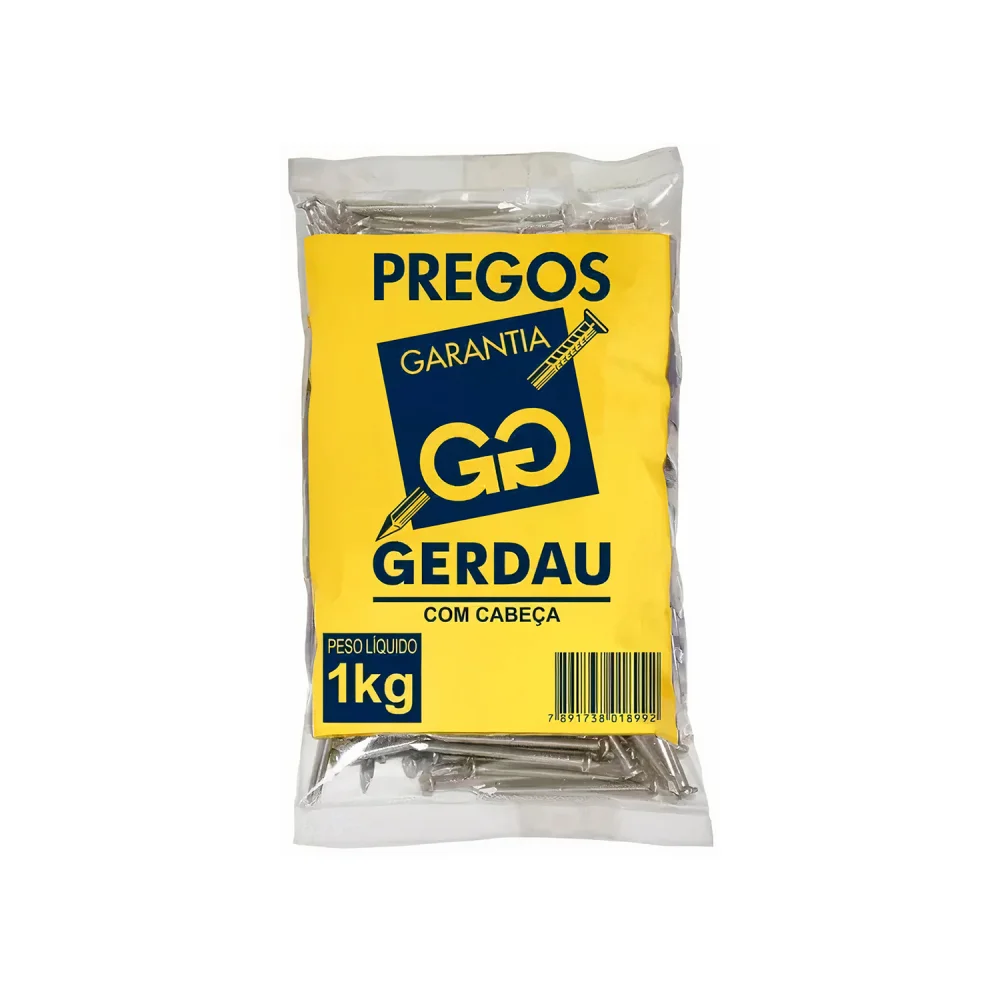 Prego com Cabeça 18 x 30 pacote de 1 Kg - Gerdau