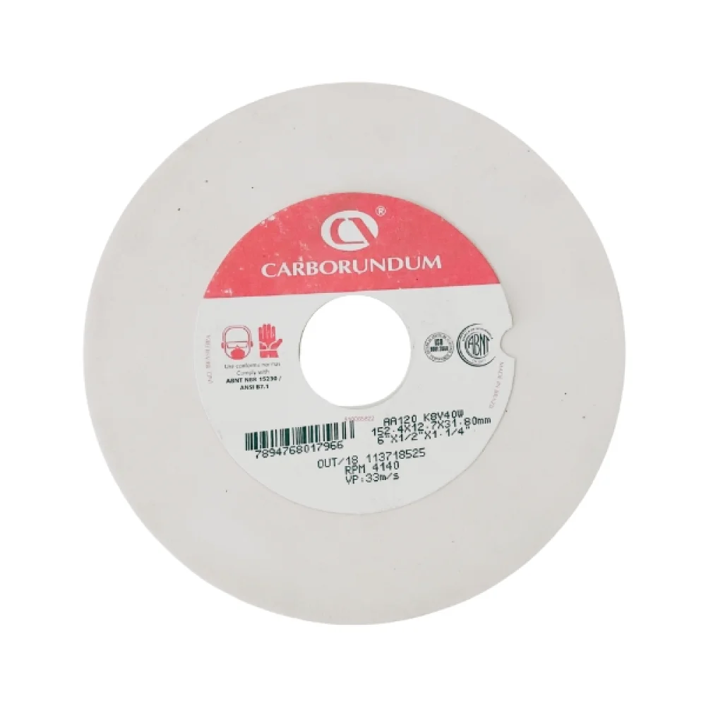 Rebolo Reto Branco 6"x 1/2"x 1.1/4" A120 - Carborundum